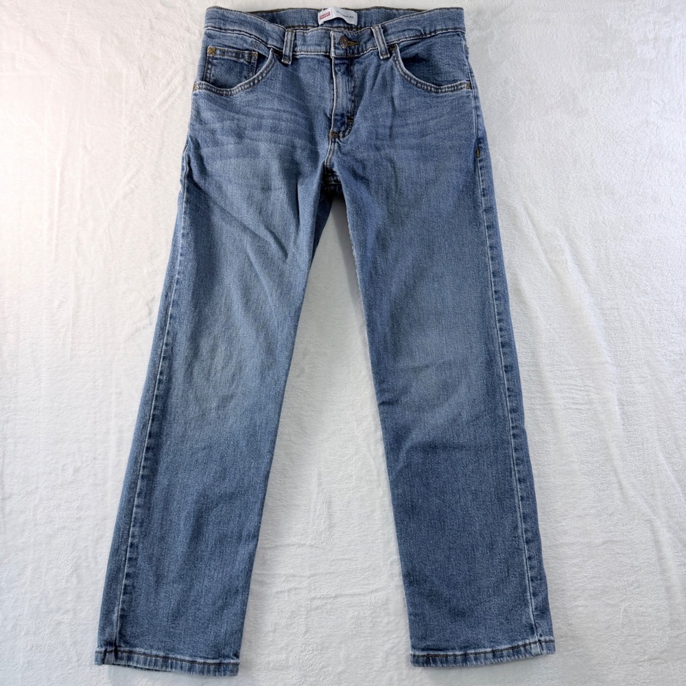 Wrangler Jeans Straight Fit Blue Denim 5-Pocket Adjustable Waist Size‎ 12 Husky